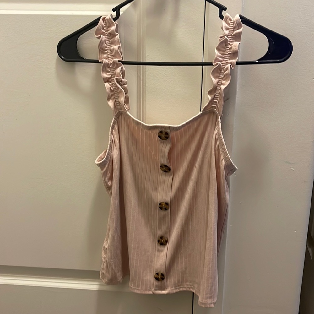 Tan tank top with scrunchies straps size L